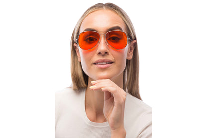Woman Wearing Maverick Blue Light Blocking Glasses Readers